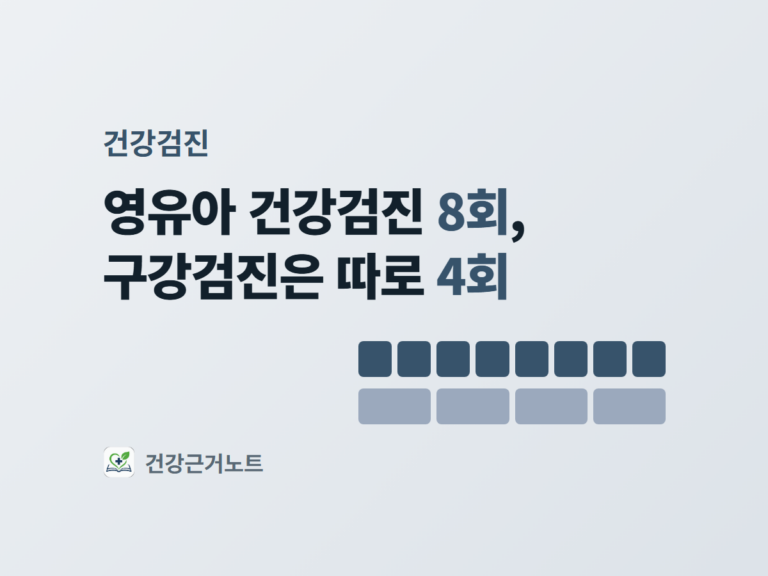 영유아 건강검진 8회와 구강검진 4회를 눈금 두 줄로 나란히 놓은 표지