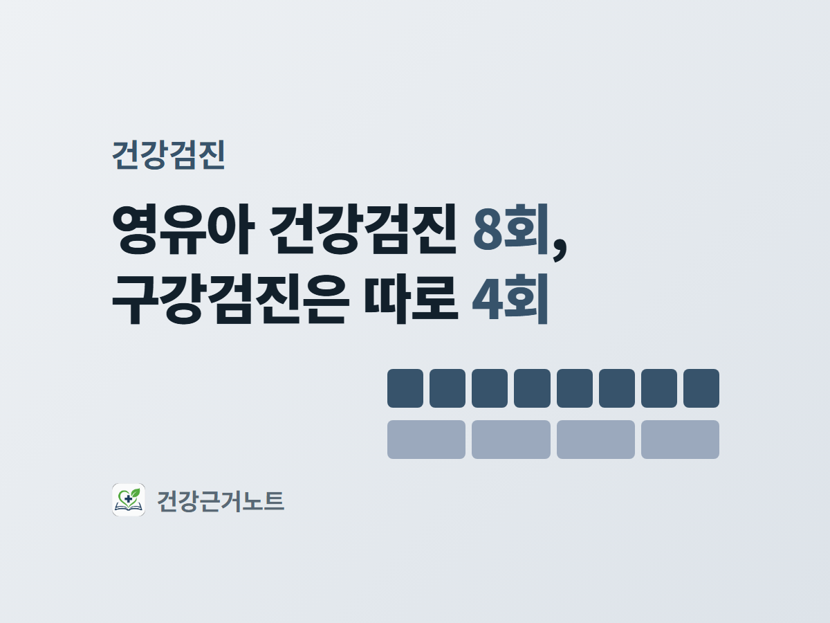영유아 건강검진 8회와 구강검진 4회를 눈금 두 줄로 나란히 놓은 표지